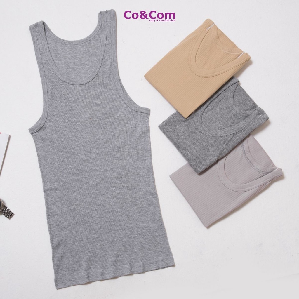 May Ô Nam Áo Ba Lỗ Nam Cotton Tăm Cao Cấp Co&amp;Com ALN8169 Mềm Êm Co Giãn Thoải Mái