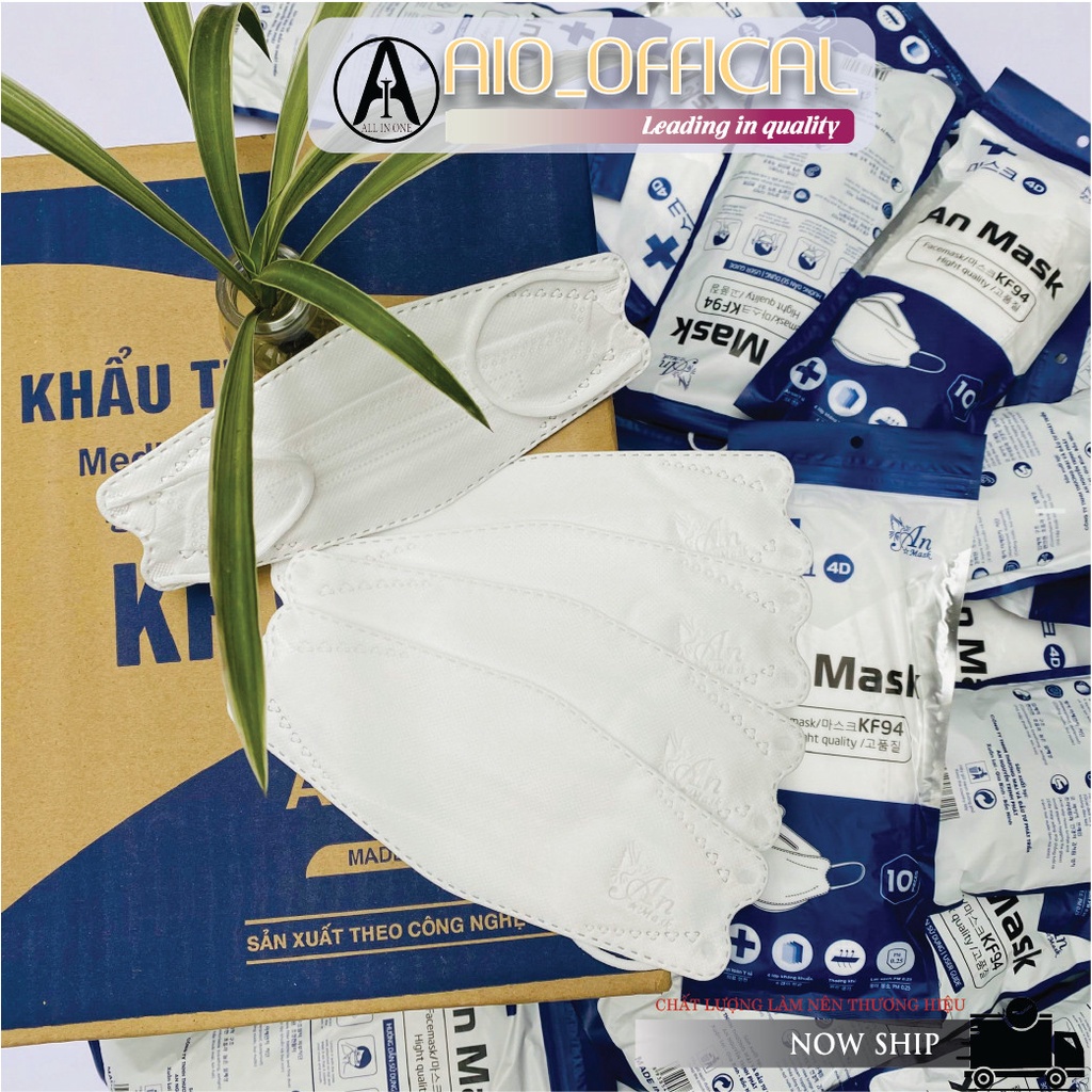 Set 10-50 Chiếc Khẩu Trang 4D KF94 AN MARK Chống Bụi Mịn Và Kháng Khuẩn Hàng Cao Cấp Kiểu Dáng Hàn Quốc