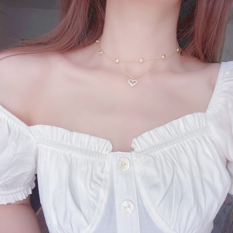 Vòng cổ Nhiều Lớp Mạ Vàng 14K Phong Cách Hàn Quốc Thời Trang