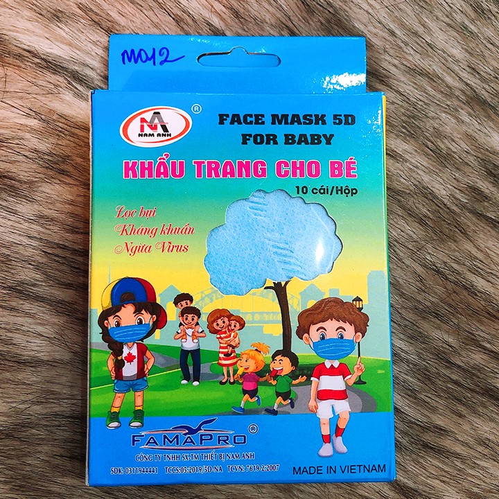 Hộp 10 cái khẩu trang cho bé