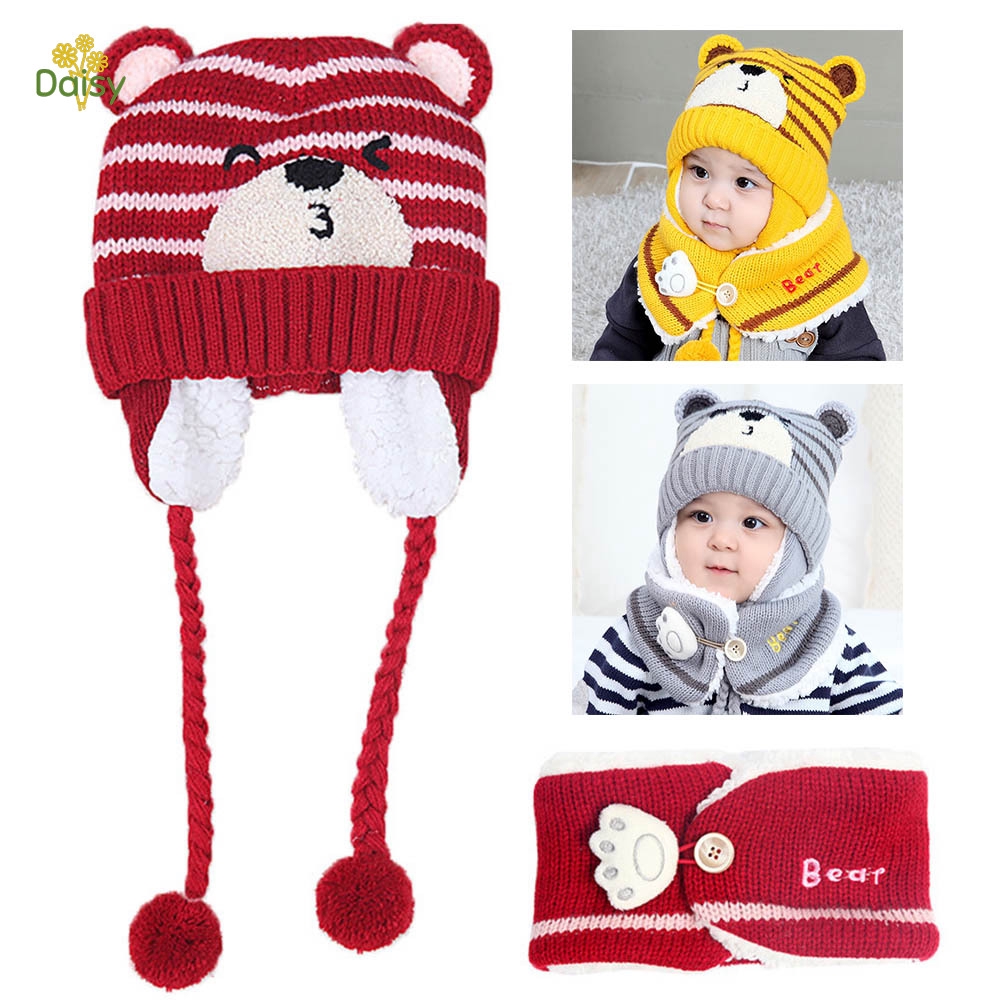 Mũ Len Tai Gấu Cho Bé