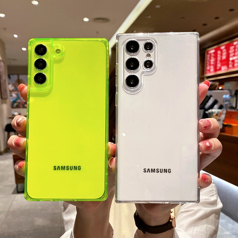 Ốp Điện Thoại Trong Suốt Màu Dạ Quang Cho Samsung S22 S21 S20 FE Ultra S10 S9 Plus Note 10 20