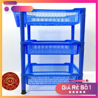 Giá để bát nhựa 2 3 tầng Việt Nhật màu xanh có ống đũa.Kệ để đồ.