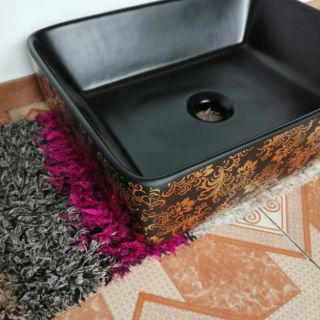 CHẬU RỬA LAVABO CAO CẤP ĐEN IN 3D