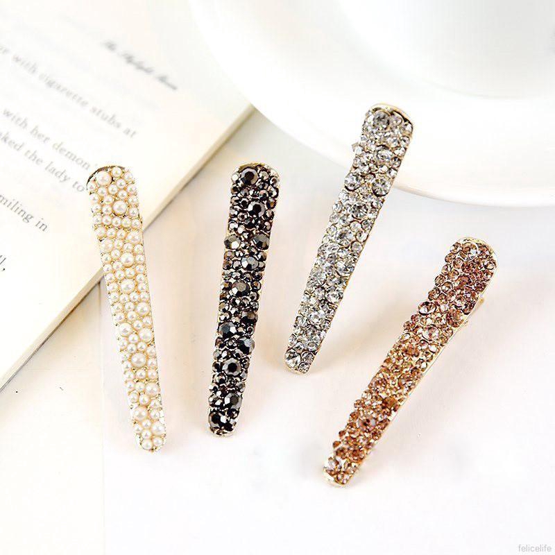 Kẹp tóc kim loại đính hạt giả ngọc trai lấp lánh tạo kiểu tóc độc đáo