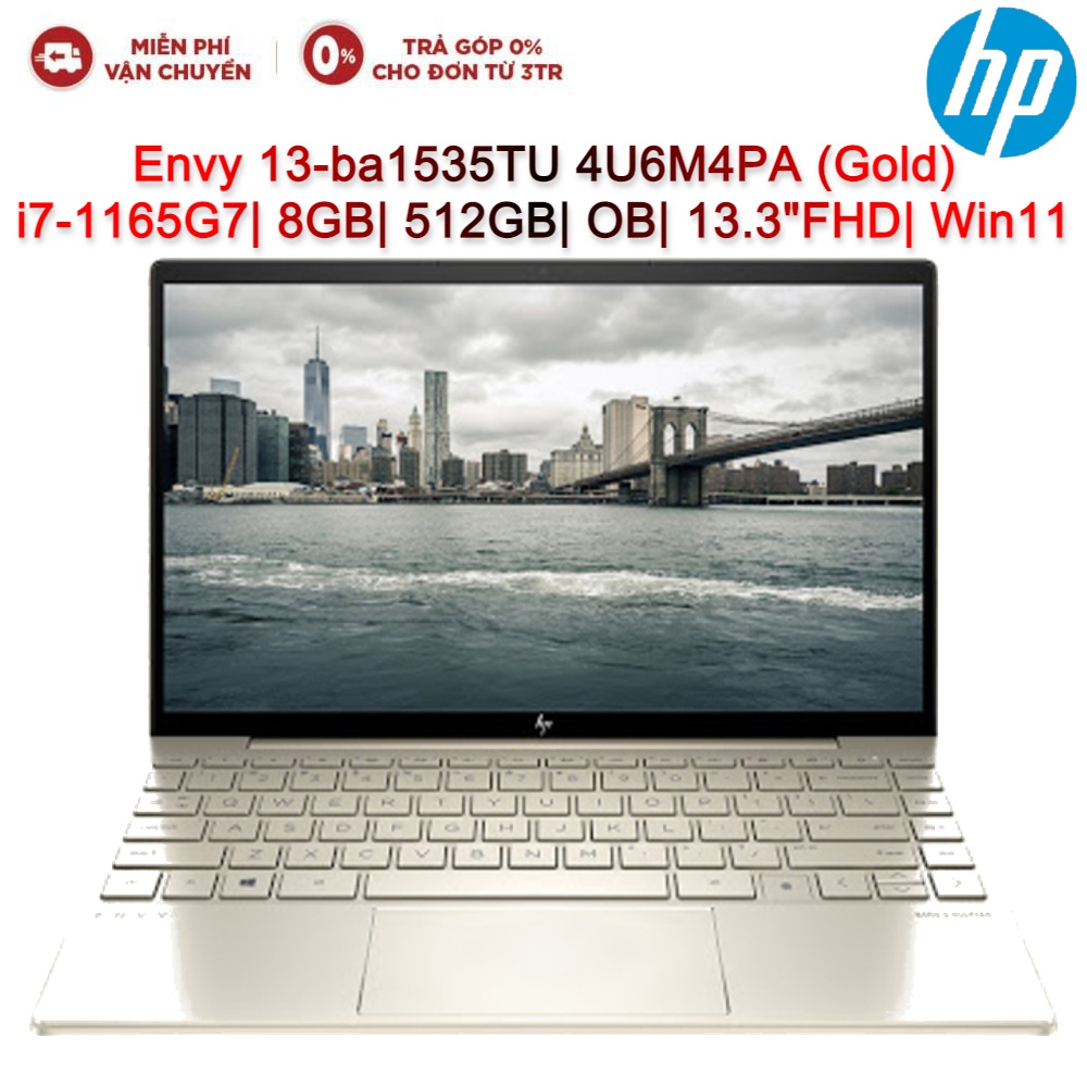 [Mã ELHP15 giảm 10% đơn 15TR] Laptop HP Envy 13-ba1535TU 4U6M4PA i7-1165G7| 8GB| 512GB| OB| 13.3&quot;FHD| Win 11 (Gold)