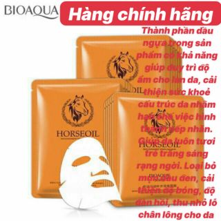 Mặt nạ giấy dưỡng da mụn cấp ẩm thải độc dầu ngựa Hourse Oil Bioaqua Mask