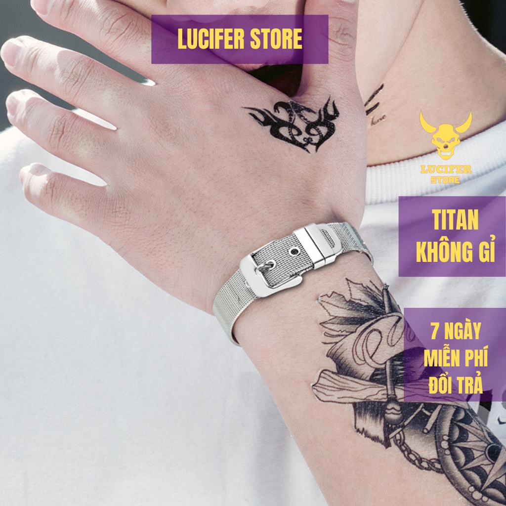 Vòng Tay Bạc Nam cá tính Unisex Titan không gỉ Đẹp Ngầu Silver Belt Đơn Giản LuciferStore Lắc Tay Phong Cách Silver Belt