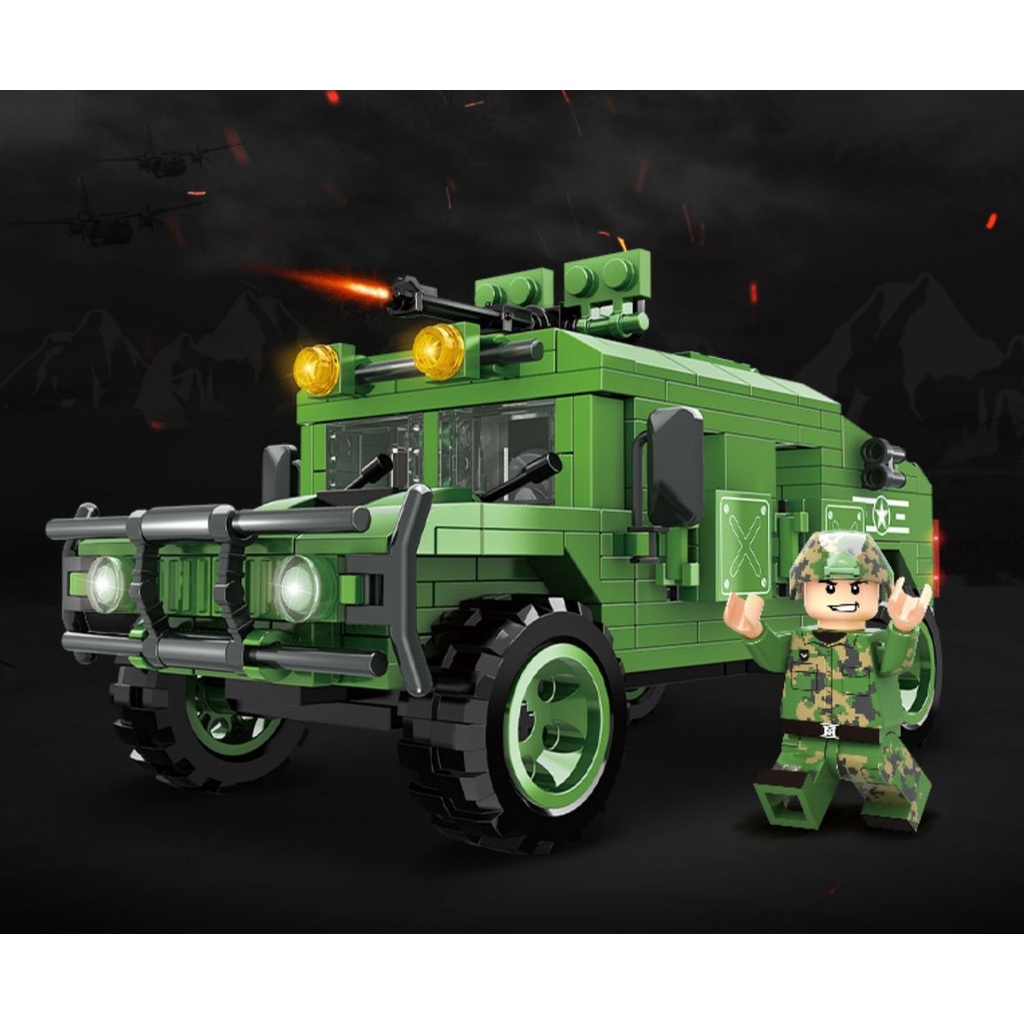 Bộ Xếp Hình WOMA C0881 Lắp Ráp Đồ Chơi 5 Trong 1 Xe Quân Sự Humvee Với 391 Chi Tiết