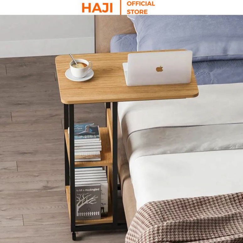 Bàn đa năng kèm kệ có bánh xe di động,b àn làm việc tại nhà có thể làm tab đầu giường thiết kế  thông minh -  GM22