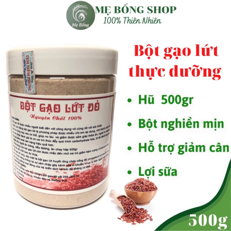 Bột gạo lứt giảm cân nguyên chất rang tay đóng hũ 500g tốt cho sức khoẻ _ Mẹ Bống