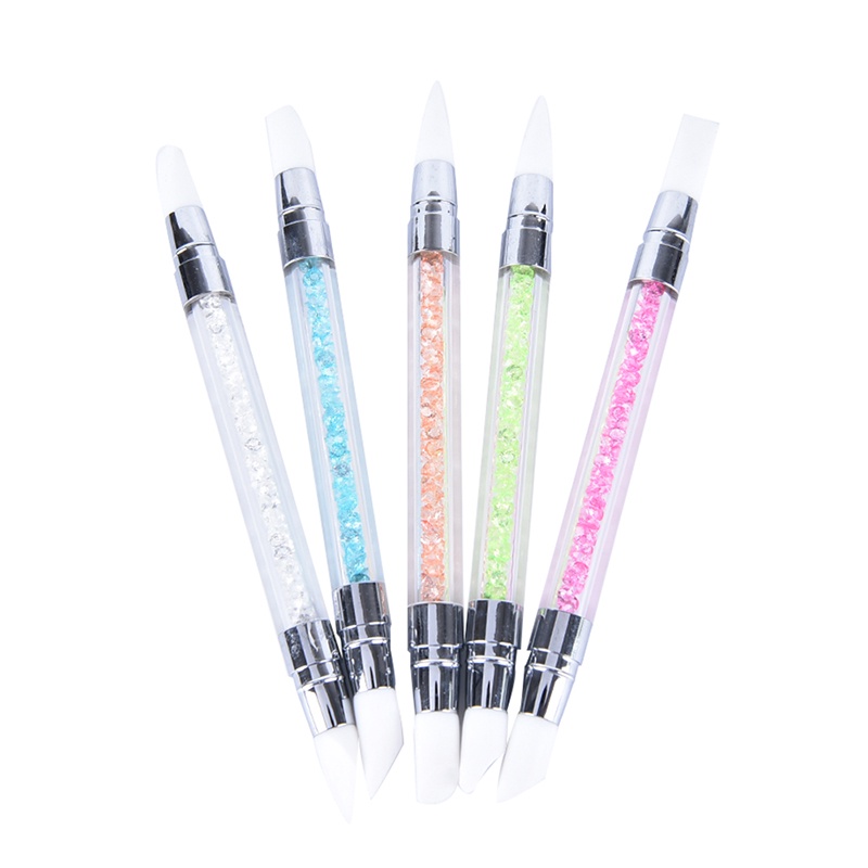 [Hàng mới về] Cọ trang trí móng tay bằng silicone với 2 đầu tiện ích