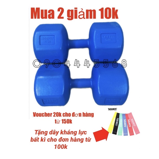 Tạ tay nhựa bát giác từ 1kg - 12kg huykhanhsport2 ĐỘC QUYỀN, loại 1 vỉ dày siêu bền đẹp chống lăn từ 1kg - 12kg