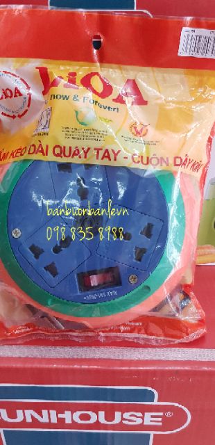 Ổ cắm kéo dài quay tay - cuộn dây kín LiOA DB52-10A (5m x 2 Lõi)