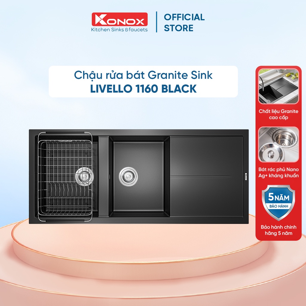 Chậu rửa bát đá KONOX Granite Series - Livello Smart 1160, Made in Italy