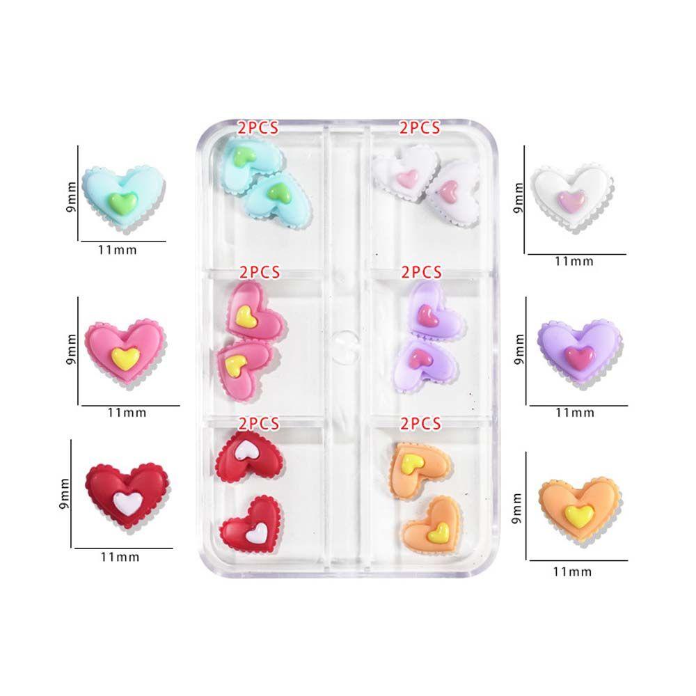 Set 12 Phụ Kiện Trang Trí Móng Tay 3D Nhiều Màu Sắc Xinh Xắn