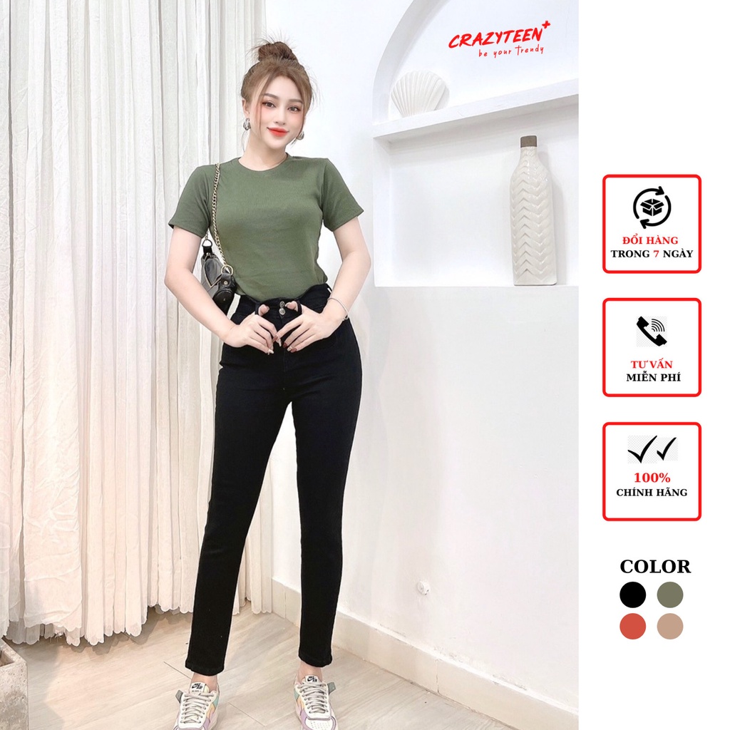 Áo thun trơn cổ tròn ngắn tay CRAZYTEEN ôm body AT0202 | WebRaoVat - webraovat.net.vn