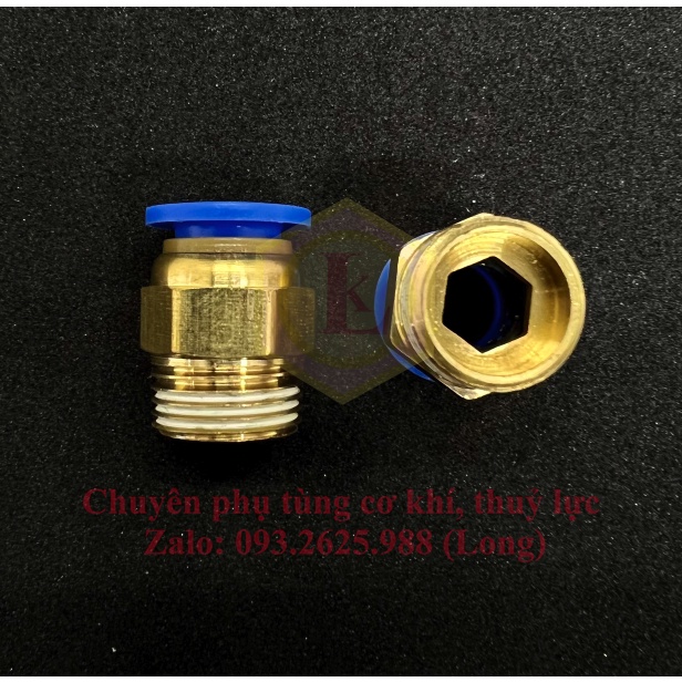 Nối nhanh ren ngoài ống nhựa PU phun sương thẳng, đầu nối nhanh dẫn hơi, nước, khí nén, PC Xanh