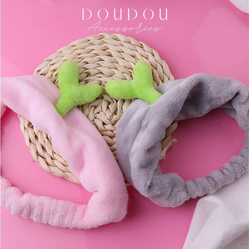 Băng đô rửa mặt DOUDOU Băng đô cài tóc cho bạn gái hình mầm cây chất liệu vải bông mịn FD005