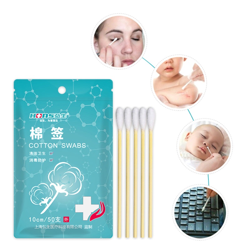 50 Tăm Bông Trang Điểm 10cm Bằng Cotton Cho Nữ