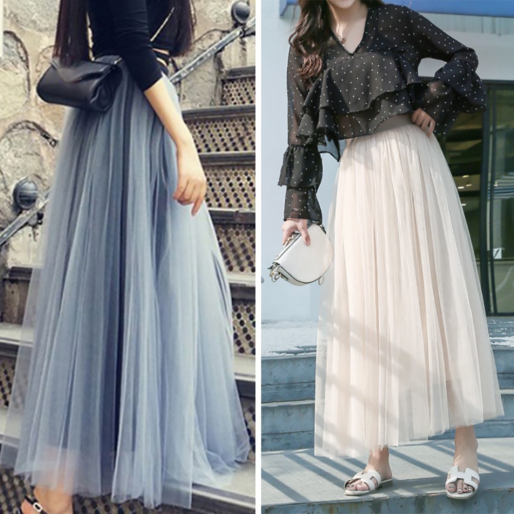 Chân váy voan 3 lớp Thời Trang độc đáo dành maxi Cho Nữ Chân váy công chúa dáng dài nhiều màu sắc