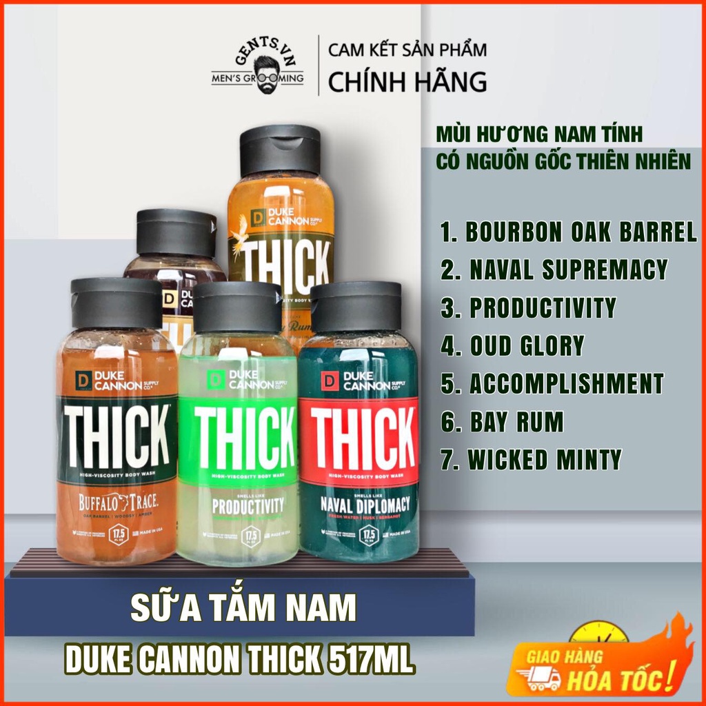 Sữa tắm nam Duke Cannon Thick High - Naval Diplomacy 517ml làm sạch sâu hơn với mùi hương nam tính