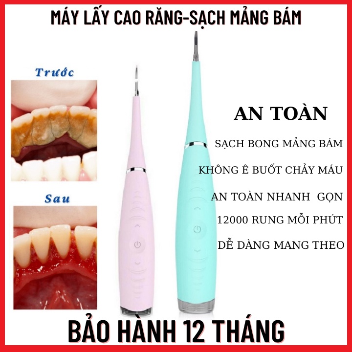 Máy Lấy Cao Răng Nhật Bản Có 3 Chế Độ Rung-Làm Sạch Mảng Bám-Không Gây Ê Buốt-Không Chảy Máu-Bảo Hành 12 Tháng