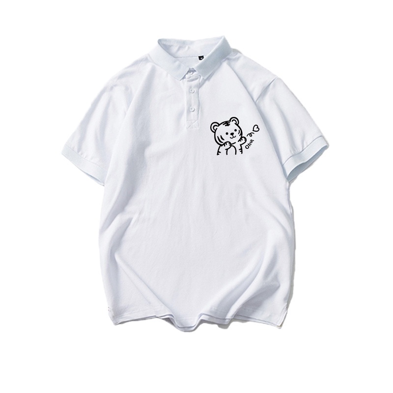 Áo Polo Nữ Nam Tay Lỡ In Hình Cặp Gấu Biết Yêu Phong Cách Năng Nộng Hàn Quốc Đơn Giản TTQ0461