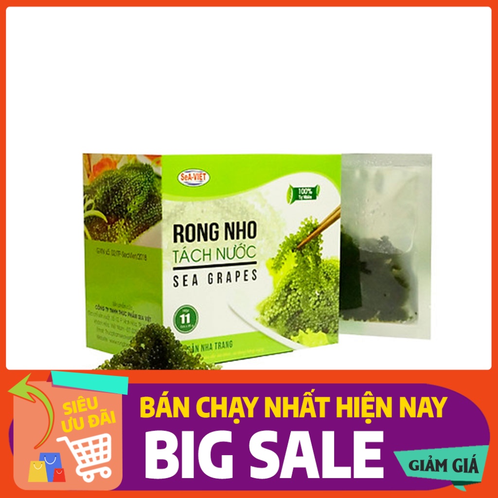 Rong nho hộp 220g/11 gói nhỏ  Sea Việt, cách chế biến rông nho biển tươi ăn ngon và bảo quản rong nho, kèm nước sốt