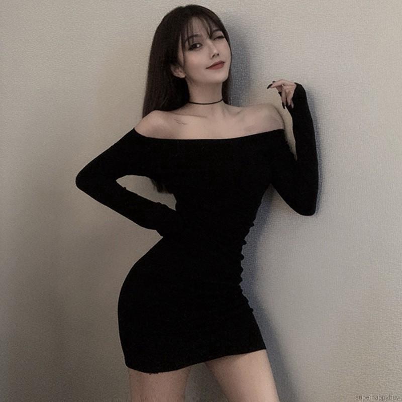 Đầm ôm tay dài thiết kế trễ vai quyến rũ cho nữ