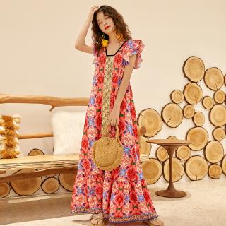 Bohemian Dress/ Maxi Dress/Ethnic Dress/Loose Dress/Vacation Dress/ Sleeveless Dress