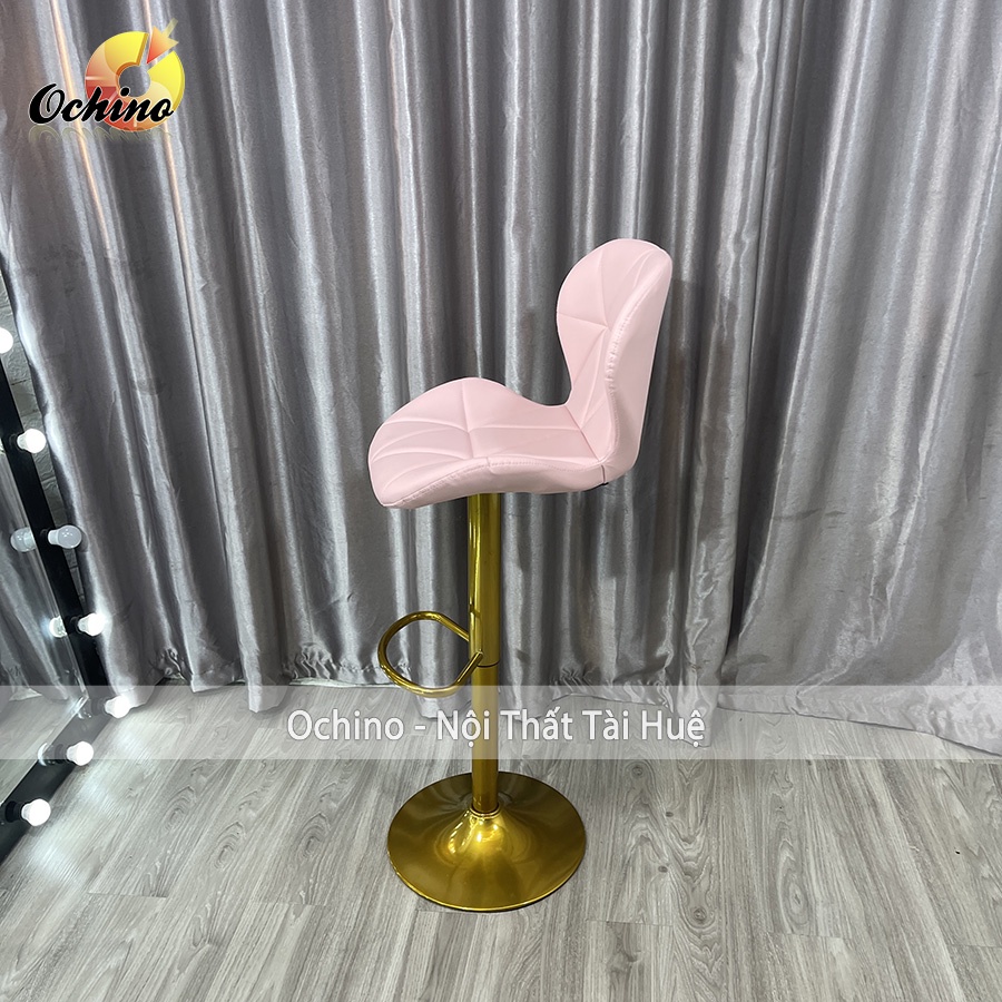 Ghế Quầy Lễ Tân, Ghế Quầy Bar Mẫu KIM CƯƠNG Chân Vàng K1 Tĩnh Điện Điều Chỉnh Độ Cao 60/80 Và Xoay 360 Độ