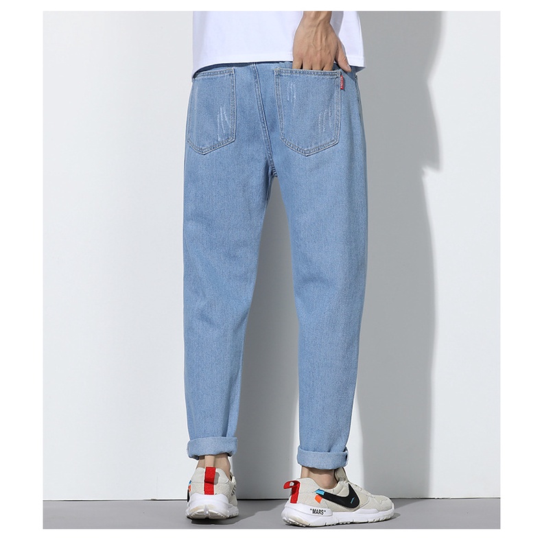 [xả kho] Quần jean rách nam nữ màu xanh baggy mặc hè