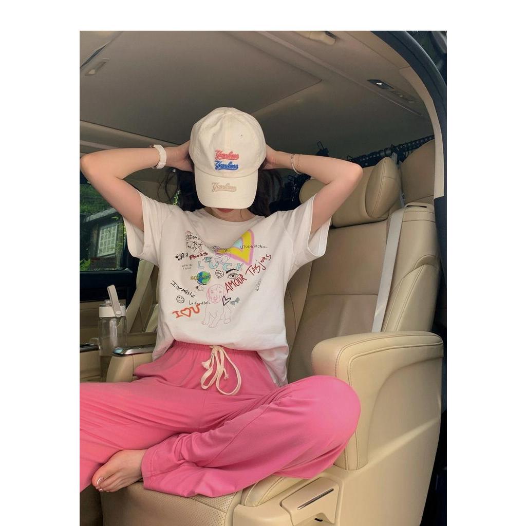 Áo Thun Cotton Ngắn Tay In Họa Tiết Vui Nhộn Phong Cách Mới 63154