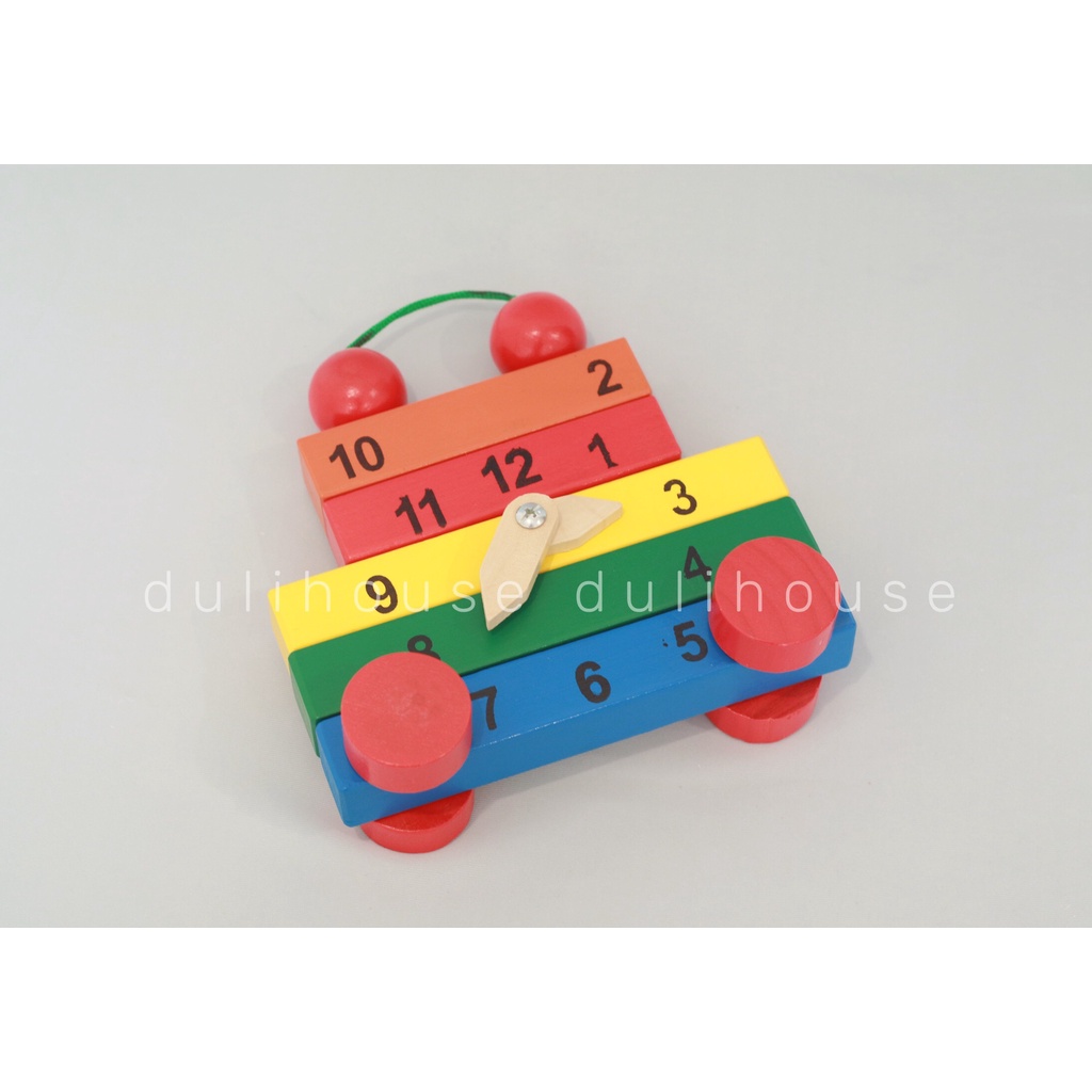 Đồ chơi Gỗ thông minh an toàn đồng hồ lắp ráp có bánh xe - Giúp bé học cách xem giờ &amp; nhận biết chữ số