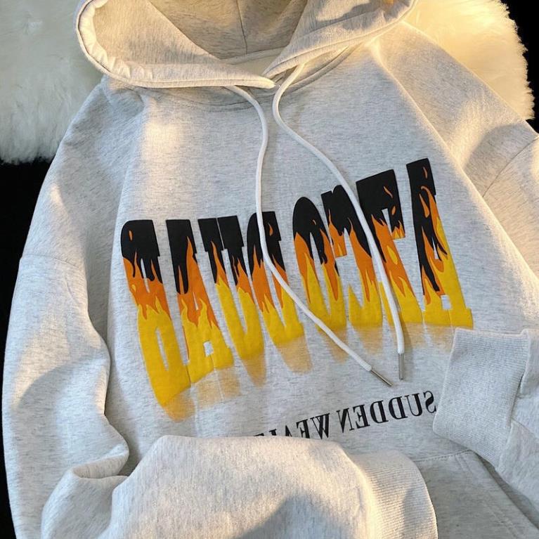 Áo Hoodie Nỉ Chữ Pha Mầu Lửa Cực Chất(Hàng Sẵn)