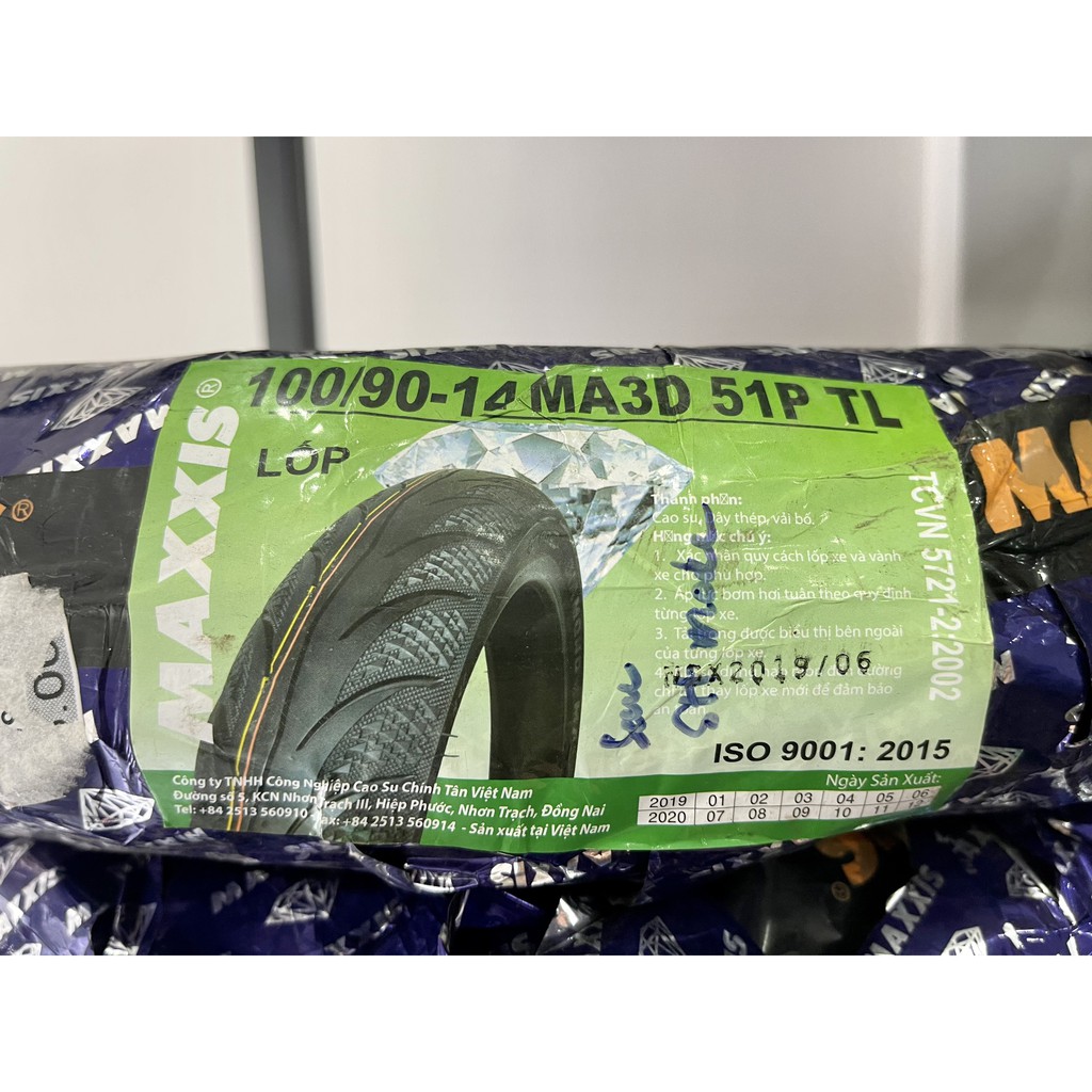 Lốp xe máy Maxxis 100/90-14 MA3D 51P TL dành cho lốp sau SH Mode 125