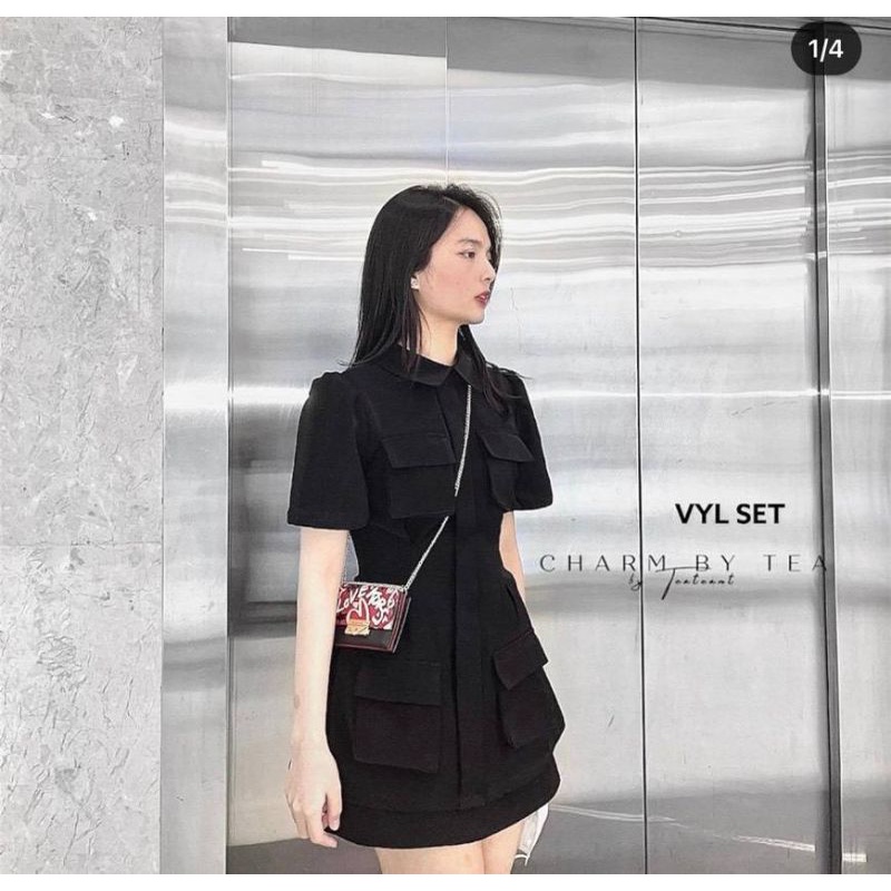SET ÁO TÚI HỘP + CHÂN VÁY A ĐEN