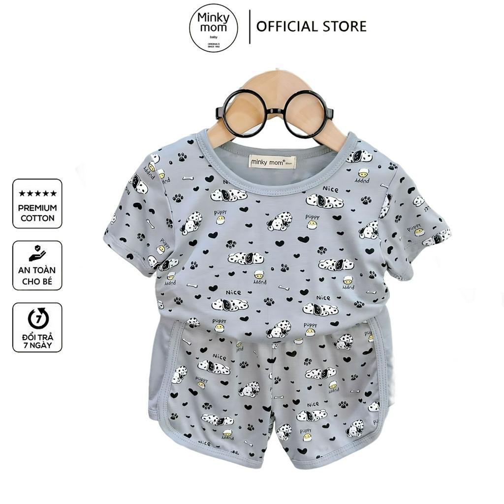Bộ cộc tay Minky mom chất sợi peptit quần áo trẻ em unisex cho bé trai bé gái 1085