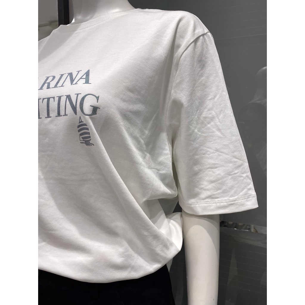 Áo thun nữ trắng chữ đơn giản dễ phối đồ