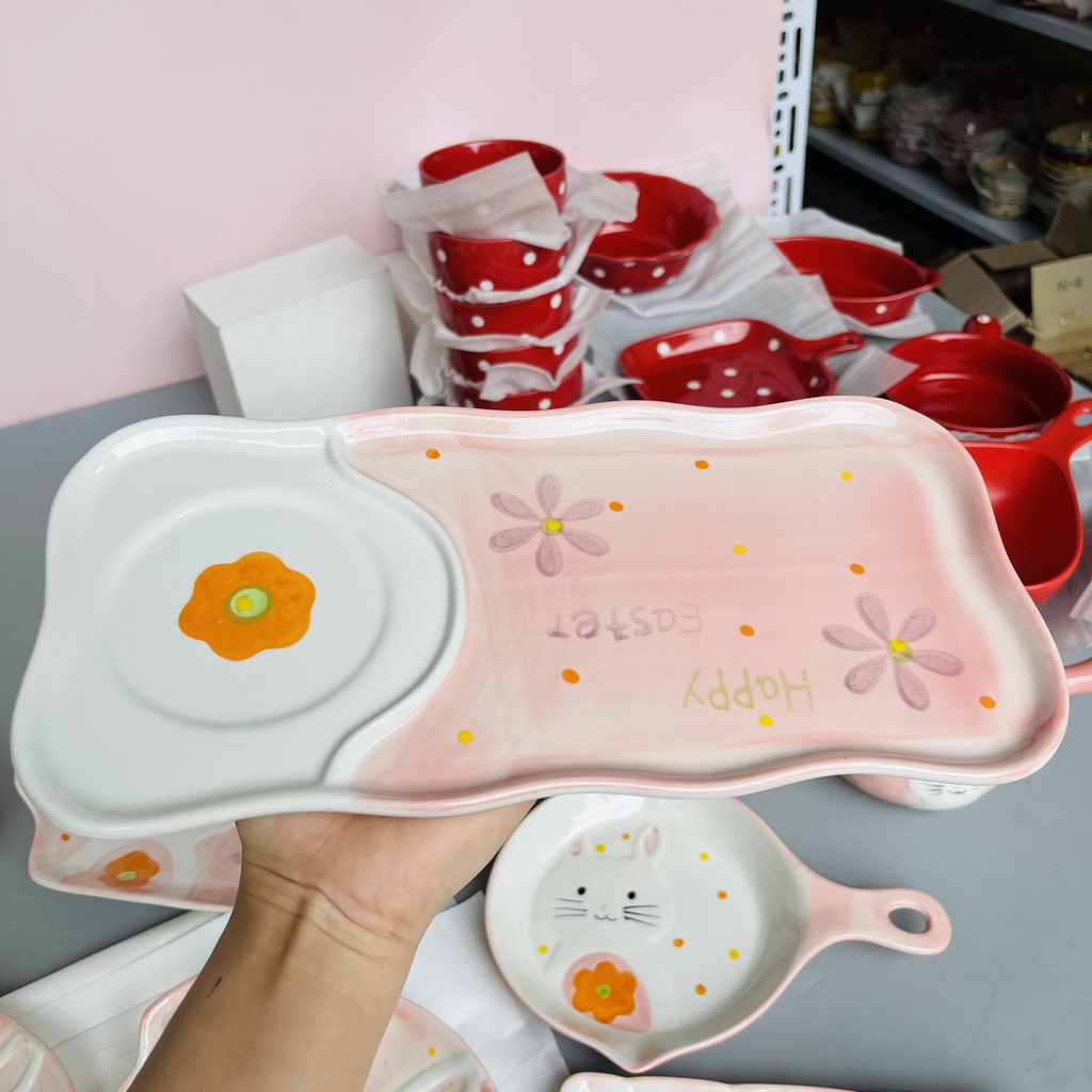(SẴN HÀNG)Bộ bát đĩa Set thỏ hồng 11 món cute đáng yêu