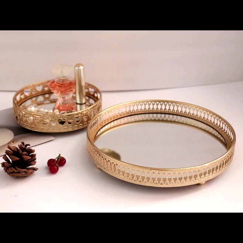 Khay gương MACEHO - Home decor khay trang trí đựng nến thơm BBW, Yankee, Candle cup, Manorcandle - 2 kiểu dáng