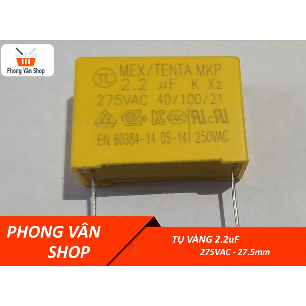 Tụ 2.2uF 275VAC - khoảng cách chân 27.5mm