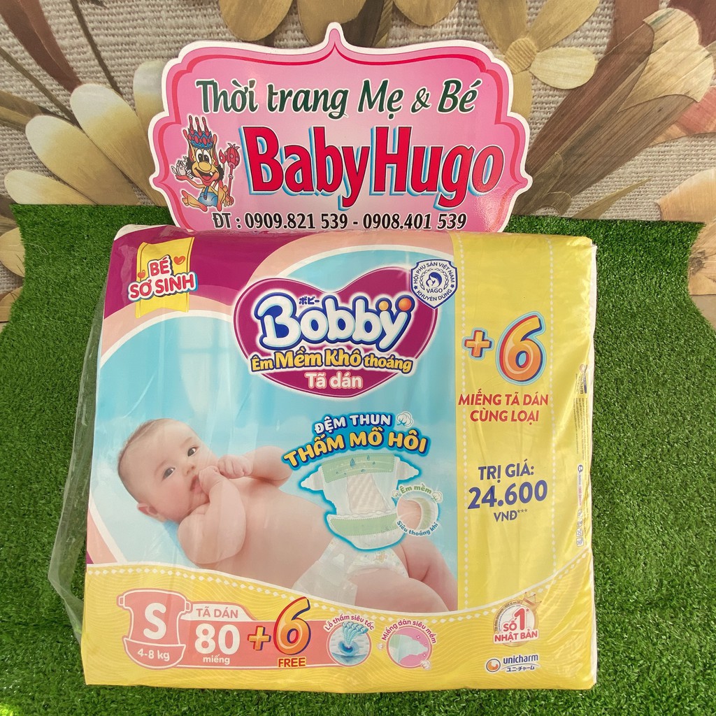 [ Tặng 6 Miếng ]TÃ DÁN BOBBY SIÊU THOÁNG SIZE S 80+ 6 miếng (4-8kg)