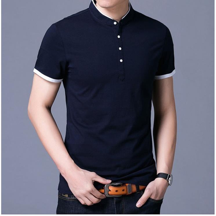 ( siêu cấp) Áo thun nam cổ trụ thời trang phong cách Hàn Quốc Gabo - ( Xanh đen,Đen, Đỏ) ❤️FREESHIP❤️