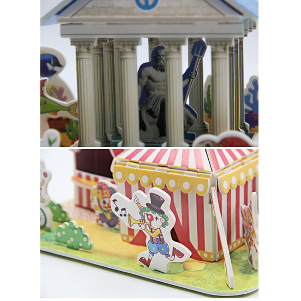 LANFY Creativity 3D Stereo Puzzle Three-dimensional Amusement Park Model House Building Model Mini House Paper Model Cartoon Puzzles Hand-assembled Educational Kids Children Gift Early Learning Toys