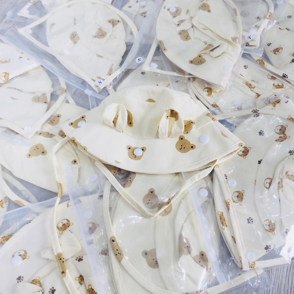 Mũ chống giọt bắn tai gấu cho bé Bebezoo - Mochee, vải linen mềm mại có kính chống giọt bắn có thể tháo rời cực đáng yêu