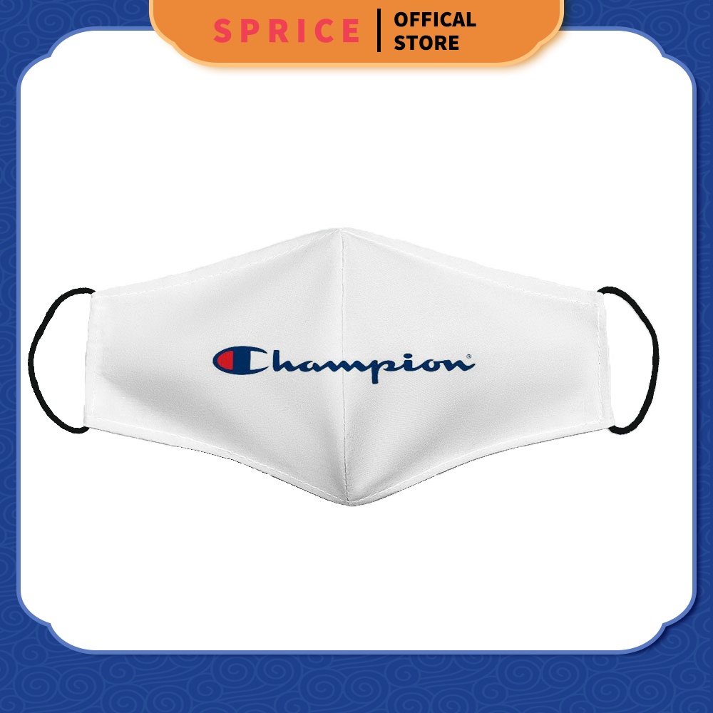 Khẩu Trang Xịn In Hình C.h.a.m.p.i.o.n 9 SPRICE Vải Poly Cotton 100%, Ngăn Bụi Mịn, Kháng Khuẩn, Chống Giọt Bắn