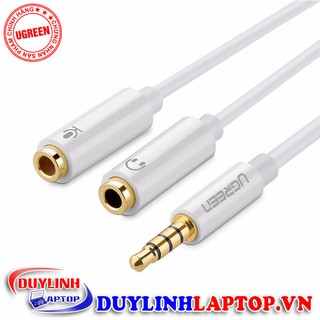 Cáp audio 3.5mm to audio + micro dài 0.2m chính hãng ugreen 10789 - cáp audio 3.5mm to audio + micro chất lượng cao