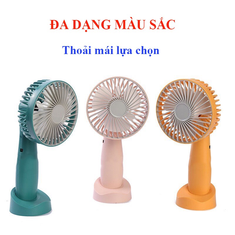 Quạt cầm tay mini tích điện có đế để bàn, 2 tốc độ gió, sạc USB tích điện (B01)